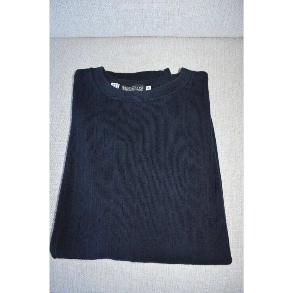 Vintage Megalos Big & Tall Size 2X Men’s Top Shirt Black Pullover‎ Short Sleeve